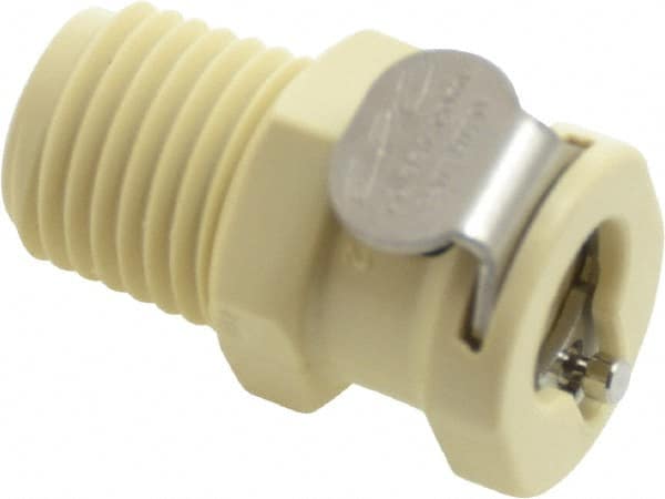 CPC Colder Products - 1/8" Nominal Flow, 1/4 NPT Thread, Female, Inline Threaded-Female Socket - 120 Max psi, 32 to 160°F, Polypropylene Coupling, EPDM O-Ring - Exact Tooling