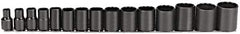 Proto - 15 Piece 1/2" Drive Socket Set - 12 Points, 3/8" to 1-1/4" Range, Inch Measurement Standard - Exact Tooling