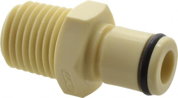 CPC Colder Products - 1/4" Nominal Flow, 1/4 NPT Thread, Male, Inline Threaded-Male Plug - 120 Max psi, 32 to 160°F, Polypropylene Coupling, EPDM O-Ring - Exact Tooling