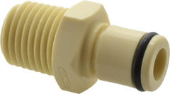 CPC Colder Products - 1/4" Nominal Flow, 1/4 NPT Thread, Male, Inline Threaded-Male Plug - 120 Max psi, 32 to 160°F, Polypropylene Coupling, EPDM O-Ring - Exact Tooling