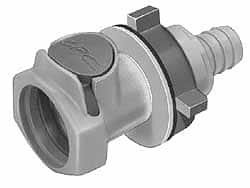 CPC Colder Products - 3/8" Nominal Flow, 1/2" ID, Female, Panel Mount Hose Barb-Female Socket - 60 Max psi, 32 to 230°F, Polypropylene Coupling, EPDM O-Ring - Exact Tooling