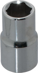 Proto - 1/2" Drive, Standard Hand Socket - 6 Points, 1-1/2" OAL, Chrome Finish - Exact Tooling