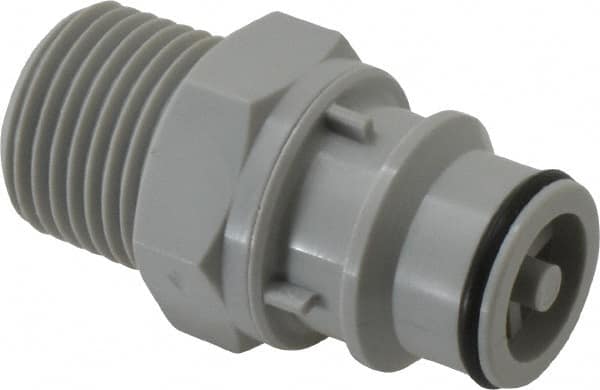 CPC Colder Products - 3/8" Nominal Flow, 1/2 NPT Thread, Male, Inline Threaded-Male Plug - 60 Max psi, 32 to 230°F, Polypropylene Coupling, EPDM O-Ring - Exact Tooling