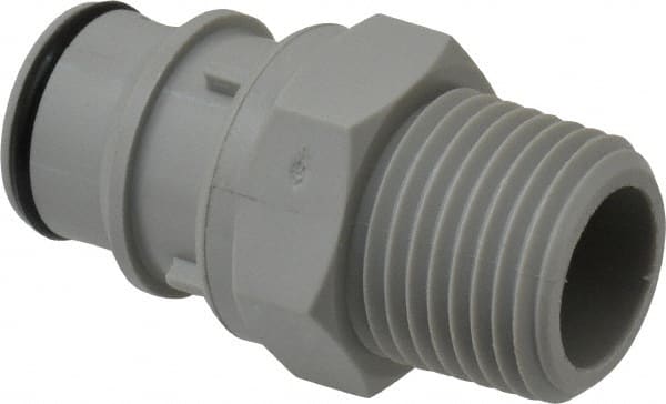 CPC Colder Products - 3/8" Nominal Flow, 1/2 NPT Thread, Male, Inline Threaded-Male Plug - 60 Max psi, 32 to 230°F, Polypropylene Coupling, EPDM O-Ring - Exact Tooling