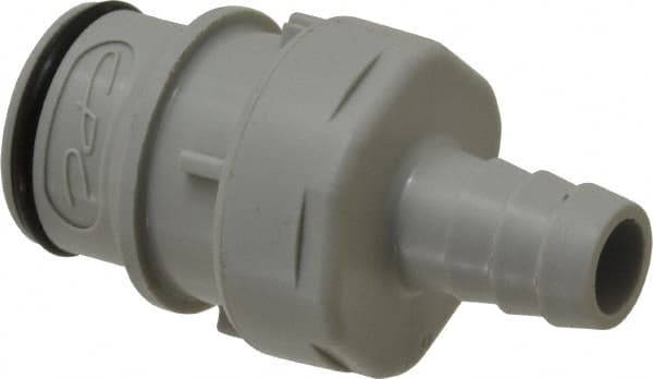 CPC Colder Products - 3/8" Nominal Flow, 3/8" ID, Male, Inline Hose Barb-Male Plug - 60 Max psi, 32 to 230°F, Polypropylene Coupling, EPDM O-Ring - Exact Tooling