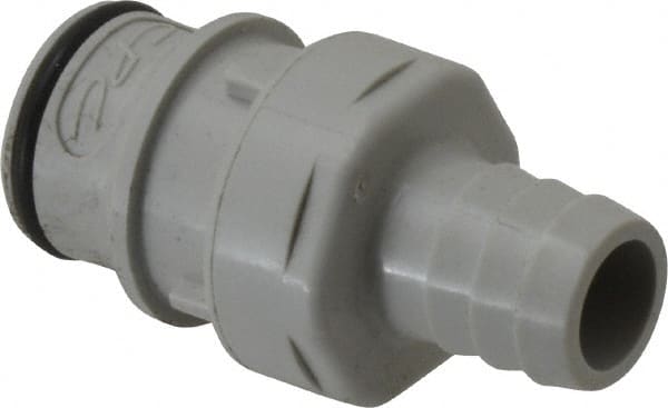 CPC Colder Products - 3/8" Nominal Flow, 1/2" ID, Male, Inline Hose Barb-Male Plug - 60 Max psi, 32 to 230°F, Polypropylene Coupling, EPDM O-Ring - Exact Tooling