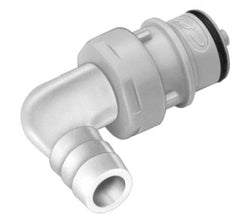 CPC Colder Products - 3/8" Nominal Flow, 1/2" ID, Male, Elbow Hose Barb-Male Plug - 60 Max psi, 32 to 230°F, Polypropylene Coupling, EPDM O-Ring - Exact Tooling