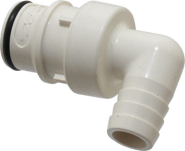 CPC Colder Products - 3/8" Nominal Flow, 1/2" ID, Male, Elbow Hose Barb-Male Plug - 125 Max psi, -40 to 280°F, Polysulfone Coupling, EPDM O-Ring - Exact Tooling