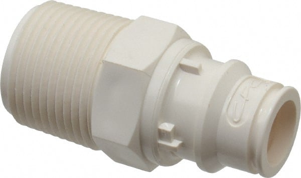 CPC Colder Products - 1/2" Nominal Flow, 3/4 NPT Thread, Male, Inline Threaded-Male Plug - 125 Max psi, -40 to 280°F, Polysulfone Coupling, EPDM O-Ring - Exact Tooling
