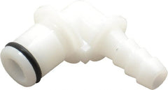 CPC Colder Products - 1/4" Nominal Flow, 1/4" ID, Male, Elbow Hose Barb-Male Plug - 120 Max psi, -40 to 180°F, Acetal Coupling, Buna-N O-Ring - Exact Tooling