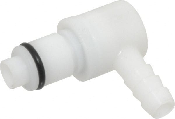 CPC Colder Products - 1/4" Nominal Flow, 1/4" ID, Male, Elbow Hose Barb-Male Plug - 120 Max psi, -40 to 180°F, Acetal Coupling, Buna-N O-Ring - Exact Tooling