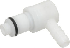 CPC Colder Products - 1/4" Nominal Flow, 1/4" ID, Male, Elbow Hose Barb-Male Plug - 120 Max psi, -40 to 180°F, Acetal Coupling, Buna-N O-Ring - Exact Tooling