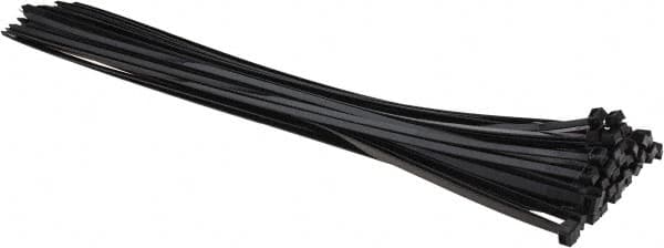 Thomas & Betts - 24" Long Black Nylon Standard Cable Tie - 175 Lb Tensile Strength, 2.15mm Thick, 7.2" Max Bundle Diam - Exact Tooling