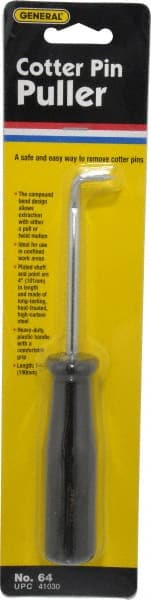 General - 7-1/2" OAL Carbon Steel Cotter Pin Puller Awl - Plastic Handle - Exact Tooling