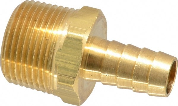 Cerro - 3/4 NPTF Thread Hose Barb x Male NPT Connector - 1/2" ID Hose, Brass - Exact Tooling