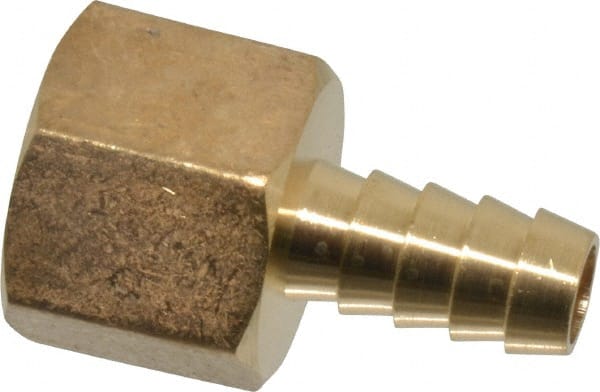 Cerro - 1/2 NPTF Thread Hose Barb x Female NPT Connector - 3/8" ID Hose, Brass - Exact Tooling
