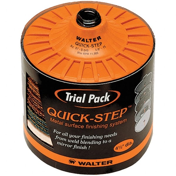 WALTER Surface Technologies - 14 Piece, 120 Grit, 4-1/2" Disc Diam, Abrasive Disc Kit - Coated, (2) Fine, (3) Coarse, (3) Medium, Super Fine Grade, Aluminum Oxide - Exact Tooling