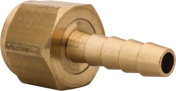Dixon Valve & Coupling - 3/8 NPSM Thread Hose Barb Gasket Seat x Female NPSM Swivel Connector - 1/4" ID Hose, Brass - Exact Tooling
