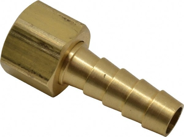 Dixon Valve & Coupling - 1/4 NPSM Thread Hose Barb Gasket Seat x Female NPSM Swivel Connector - 5/16" ID Hose, Brass - Exact Tooling