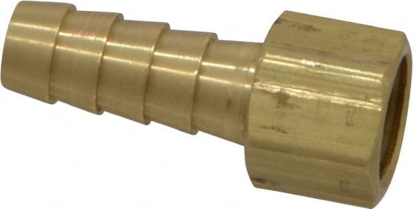 Dixon Valve & Coupling - 1/4 NPSM Thread Hose Barb Gasket Seat x Female NPSM Swivel Connector - 3/8" ID Hose, Brass - Exact Tooling