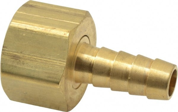 Dixon Valve & Coupling - 1/2 NPSM Thread Hose Barb Gasket Seat x Female NPSM Swivel Connector - 3/8" ID Hose, Brass - Exact Tooling