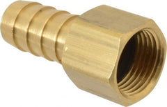 Dixon Valve & Coupling - 3/8 NPSM Thread Hose Barb Gasket Seat x Female NPSM Swivel Connector - 1/2" ID Hose, Brass - Exact Tooling