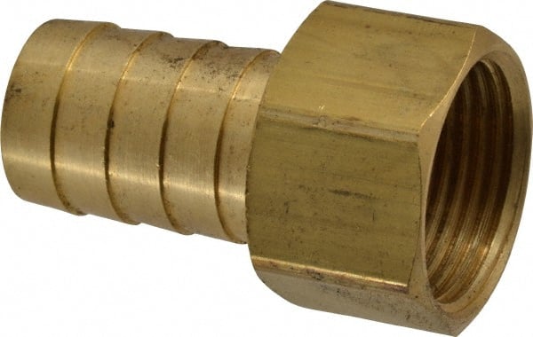 Dixon Valve & Coupling - 3/4 NPSM Thread Hose Barb Gasket Seat x Female NPSM Swivel Connector - 3/4" ID Hose, Brass - Exact Tooling