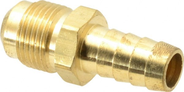 Dixon Valve & Coupling - 3/4 UNF Thread Hose Barb x Male 45° SAE Connector - 1/2" ID Hose x 1/2" OD Hose, Brass - Exact Tooling