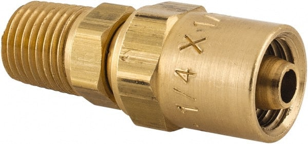 Dixon Valve & Coupling - 1/4 NPTF, Reusable Hose Male Fitting - 1/4" Hose ID x 1/2" Hose OD - Exact Tooling