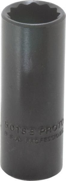 Proto - 9/16", 3/8" Drive, Deep Hand Socket - 12 Points, 2-1/8" OAL, Alloy Steel, Black Finish - Exact Tooling