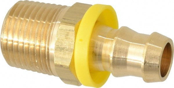 Cerro - 1/2" ID 1/2 NPTF Barbed Push On Male Connector - Brass - Exact Tooling