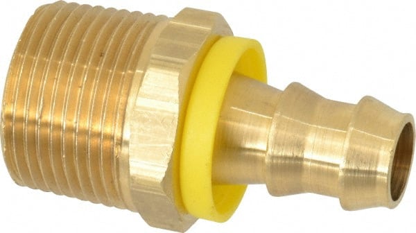 Cerro - 1/2" ID 3/4 NPTF Barbed Push On Male Connector - Brass - Exact Tooling