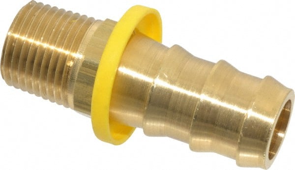 Dixon Valve & Coupling - 3/4" ID 1/2 NPTF Barbed Push On Male Connector - Brass - Exact Tooling