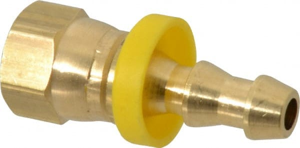 Cerro - 1/4" ID 7/16 UNF Barbed Push On Female Connector - 1/4" OD, Brass - Exact Tooling