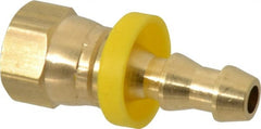 Cerro - 1/4" ID 7/16 UNF Barbed Push On Female Connector - 1/4" OD, Brass - Exact Tooling