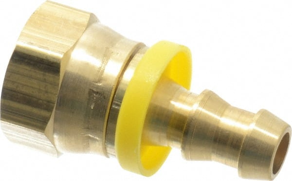 Cerro - 3/8" ID 3/4 UNF Barbed Push On Female Connector - 1/2" OD, Brass - Exact Tooling