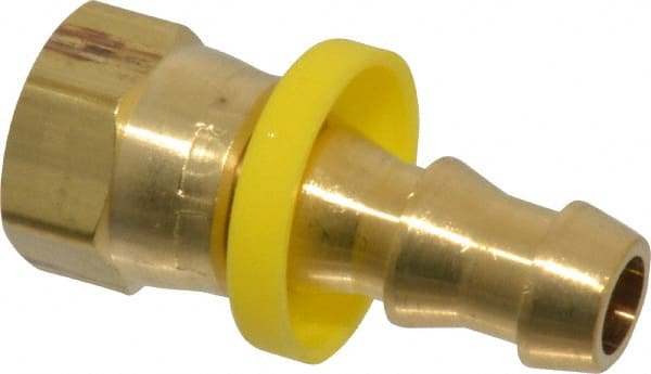 Cerro - 3/8" ID 9/16 UNF Barbed Push On Female Connector - 3/8" OD, Brass - Exact Tooling