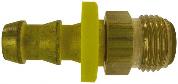 Cerro - 1/4" ID 7/16 UN Barbed Push On Male Connector - 1/4" OD, Brass - Exact Tooling