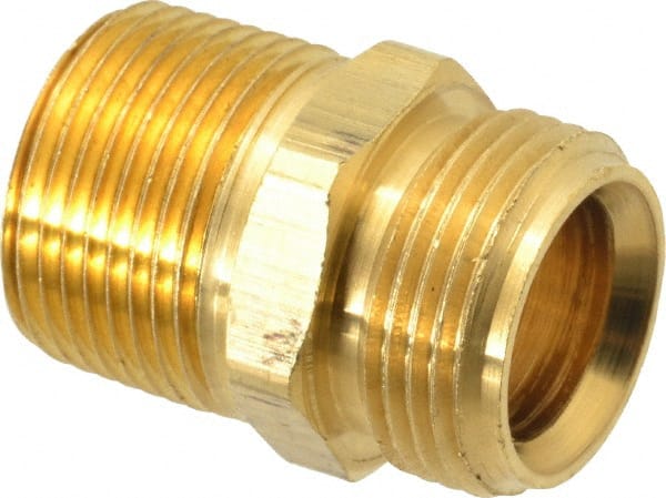 Dixon Valve & Coupling - 3/4 Male Thread, Brass Industrial Pipe Hex Nipple - MNPSM x MNPTF, 1,000 psi - Exact Tooling