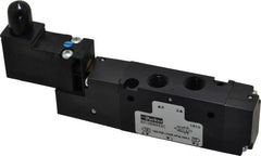 Parker - 1/8", 4-Way Body Ported Stacking Solenoid Valve - 120 VAC, 0.75 CV Rate, Air Return, 2.14" High x 4.67" Long - Exact Tooling