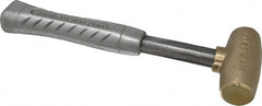 American Hammer - 2 Lb Head 1-1/4" Face Brass Head Hammer - 11-1/2" OAL, Aluminum Handle - Exact Tooling