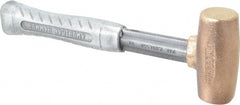American Hammer - 3 Lb Head 1-1/2" Face Brass Head Hammer - 11-1/2" OAL, Aluminum Handle - Exact Tooling