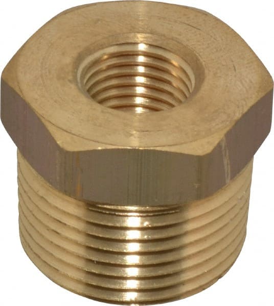 Cerro - 3/4 Male Thread x 1/4 Female Thread, Brass Industrial Pipe Hex Bushing - MNPTF x FNPTF, 1,200 psi - Exact Tooling