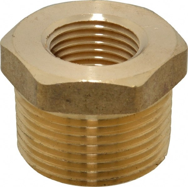 Cerro - 1 Male Thread x 1/2 Female Thread, Brass Industrial Pipe Hex Bushing - MNPTF x FNPTF, 1,200 psi - Exact Tooling