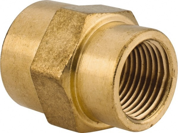 Cerro - 1/2 x 3/8 Female Thread, Brass Industrial Pipe Coupling - FNPTF, 1,200 psi - Exact Tooling