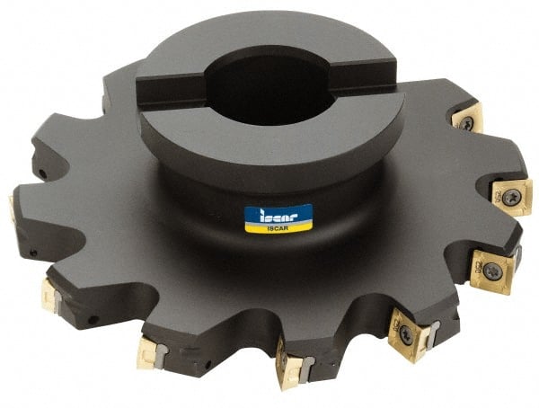 Iscar - Shell Mount B Connection, 0.37" Cutting Width, 1.41" Depth of Cut, 5" Cutter Diam, 1-1/4" Hole Diam, 12 Tooth Indexable Slotting Cutter - FSB Toolholder, Q/X/SPMT 100408PDTN Insert - Exact Tooling