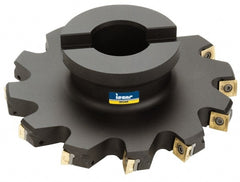 Iscar - Shell Mount B Connection, 0.37" Cutting Width, 1.41" Depth of Cut, 5" Cutter Diam, 1-1/4" Hole Diam, 12 Tooth Indexable Slotting Cutter - FSB Toolholder, Q/X/SPMT 100408PDTN Insert - Exact Tooling