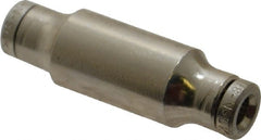 Norgren - 1/8" Outside Diam, Nickel Plated Brass Push-to-Connect Tube Union - 260 Max psi, Tube to Tube Connection - Exact Tooling