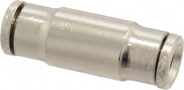 Norgren - 1/4" Outside Diam, Nickel Plated Brass Push-to-Connect Tube Union - 260 Max psi, Tube to Tube Connection - Exact Tooling