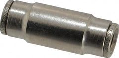 Norgren - 3/8" Outside Diam, Nickel Plated Brass Push-to-Connect Tube Union - 260 Max psi, Tube to Tube Connection - Exact Tooling